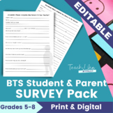 Back to School: Parent and Student Survey Pack Editable