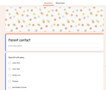 Preview of Parent contact record