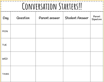 Parent conversation starters by Sav's Class | TPT