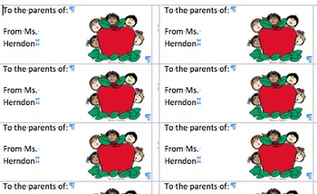 Preview of Parent labels for the whole year (editable)
