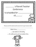 Parent teacher conference and walking report card reminder notes