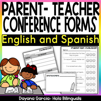 Preview of Parent teacher conferences forms- English and Spanish conferencias