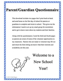 Parent/Guardian Questionnaire and Volunteer Info