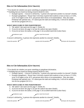 Preview of Parenthetical Citation - How to Cite or Quote information