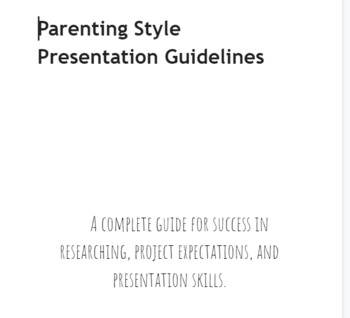 Preview of Parenting Styles Project Guideline