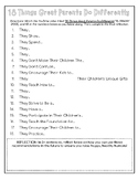 Parenting Worksheet - "18 Things Great Parents Do Differently"