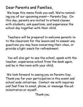 parents day assignment