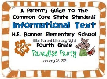 Preview of Parents Guide to the Fourth Grade Informational Text Common Core State Standards