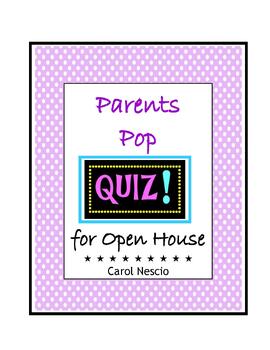 Preview of Parents Pop Quiz For Open House ~ For French Teachers ~ FREE