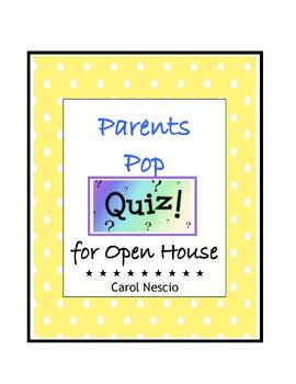 Preview of Parents Pop Quiz For Open House ~ For German Teachers ~ FREE