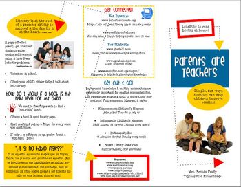 Preview of Parents are Teachers Family Literacy Brochure