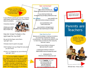 Parents are Teachers Family Literacy Brochure in WORD | TpT