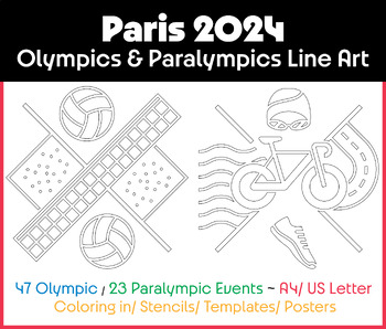 Preview of Paris 2024: Olympic Sport Line Art for Coloring & Artwork