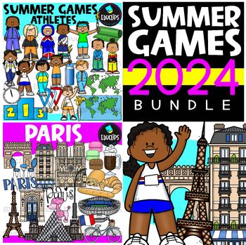 Preview of Paris 2024 | Summer Games Athletes & Paris Clip Art Bundle {Educlips Clipart}