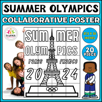 Preview of Paris 2024 Summer Olympics Collaborative Coloring Poster | Torch Craft Project