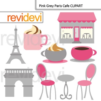Preview of Paris clip art: Paris Cafe Pink Gray Clip art