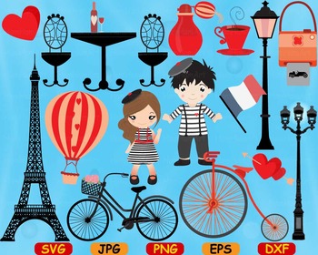 Preview of Paris Eifel Tower Love cut Clip Art svg school French valentine's day flag -75S