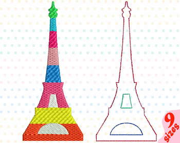 Preview of Paris Eiffel Tower Embroidery Design Buildings City World love france 165b