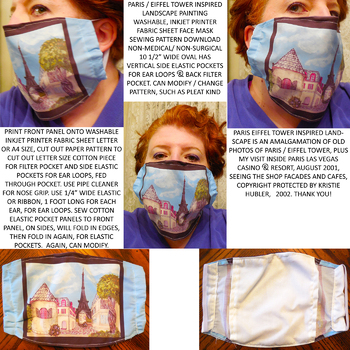 Preview of Paris Eiffel Tower Landscape Washable Inkjet Fabric Face Mask 2 Sewing Pattern