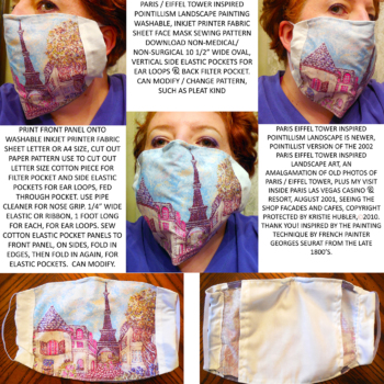 Preview of Paris Eiffel Tower Pointillism Washable Inkjet Fabric Face Mask 2 Sewing Pattern