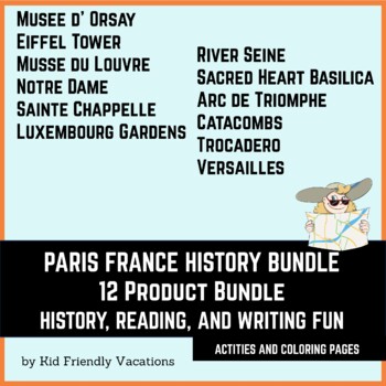 Preview of Paris France History Bundle - History, Fun Facts, Coloring Pages, Puzzles