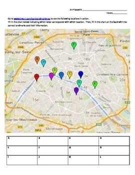 Preview of Paris Interactive Map Activity