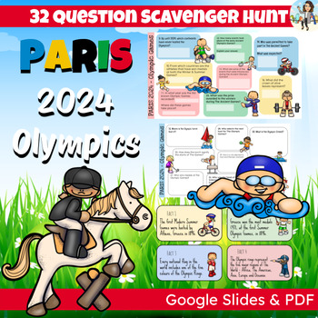 Preview of Paris - Summer Olympic - Scavenger Hunt - Quiz - Google Slide & PDF
