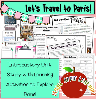 Preview of Paris Unit Study Cities Around the World Learning Activities
