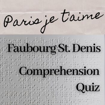 Preview of Paris je t'aime Faubourg St Denis Close Comprehension Quiz French Film 
