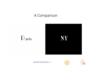Preview of Paris or New York? Discussion. Speaking. Travel. Choices. Writing. Essay. ESL.