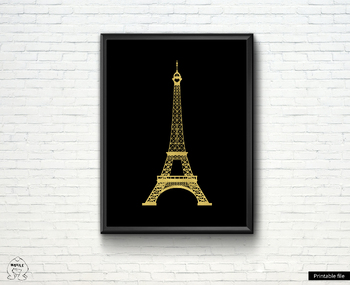 Preview of Paris poster - france poster - gold design poster - ready to print