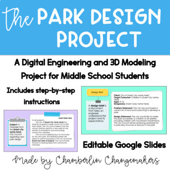 Preview of Park Design Project - Engineering Design Process/3D Modeling Back to School