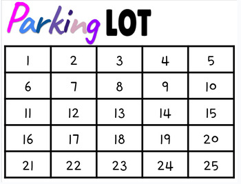 Parking Lot Bingo Card