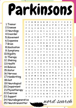 Parkinsons Word Search Puzzle , Parkinsons Word Search Activities