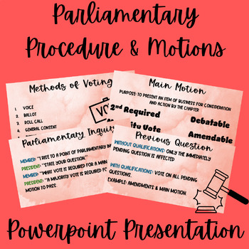 Preview of Parliamentary Procedure & Motions Powerpoint Presentation