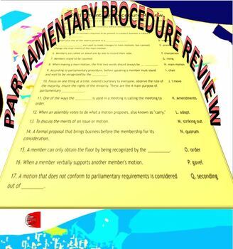 Preview of Parliamentary Procedure Review    {Matching Activity)