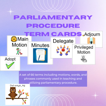 Preview of Parliamentary Procedure Term Cards