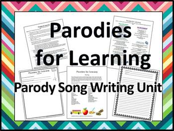 Preview of Parodies for Learning Parody Song Writing Unit