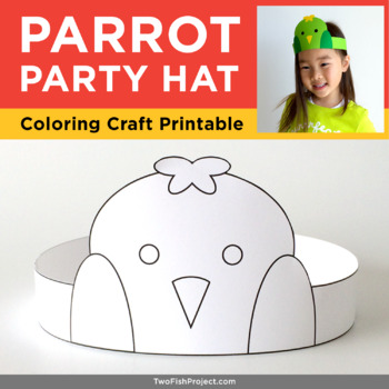 Preview of Parrot Costume Party Hat, Bird Headband, Printable Paper Crown Coloring Craft