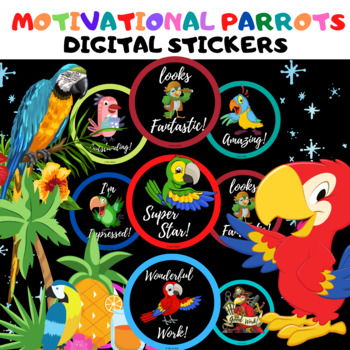 Preview of Parrots Digital Stickers SeeSaw or Online Virtual Distance Learning