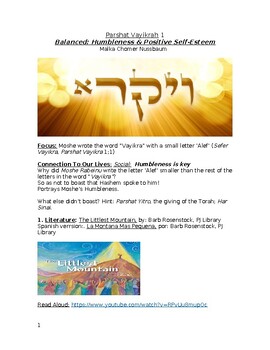 Preview of Parshat Vayikra - Lesson Plan 1 - Balance: Humbleness & Self-Esteem