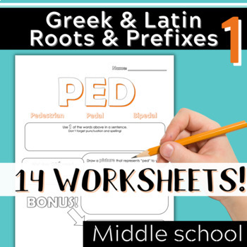 Preview of Part 1: Greek & Latin Root Words and Prefixes-Printable Worksheets + Quiz