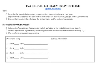 Preview of Part III CIVIC LITERACY ESSAY OUTLINE