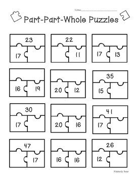 Part-Part-Whole Puzzle Pack! Math Practice Worksheets --3 leveled sheets