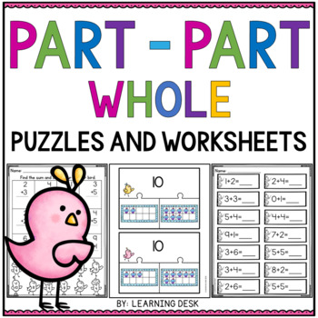 Preview of Part Part Whole Puzzles and Worksheets For Kindergarten and First Grade