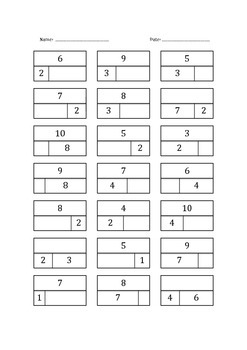 Part Part Whole Worksheets (numbers up to 10) by Nicole Kitchen | TpT