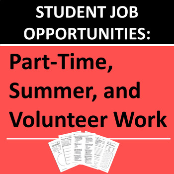 Preview of Part Time and Summer Jobs and Volunteering Student Activities