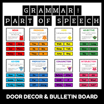 Preview of Part of Speech Decor & Bulletin Board l Grammar Posters craft l Practice Review