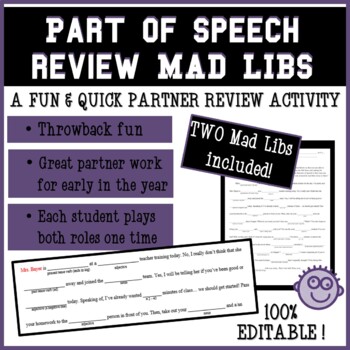 Preview of Part of Speech Mad Libs Handout