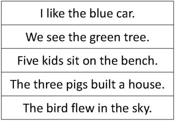 Preview of Part of Speech - Sentence Strips (Set 1)